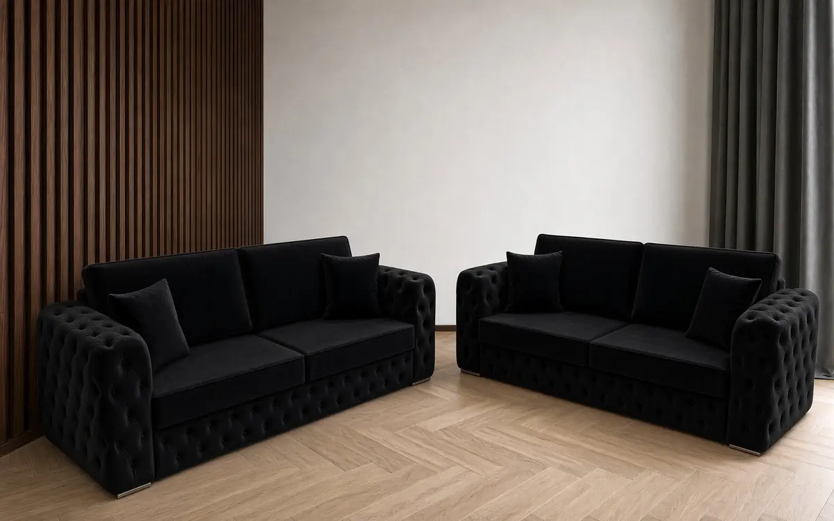 Ashton Chesterfield Sofa – 3 + 2 sofa set in Black
