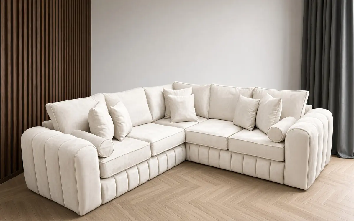 Lily Sofa – 5 Seater Corner in Ivory