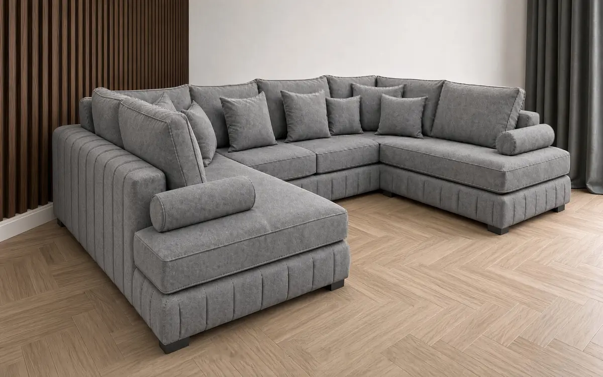 Lily U-Shape Sofa – U-Shape Sofa in Medium Grey