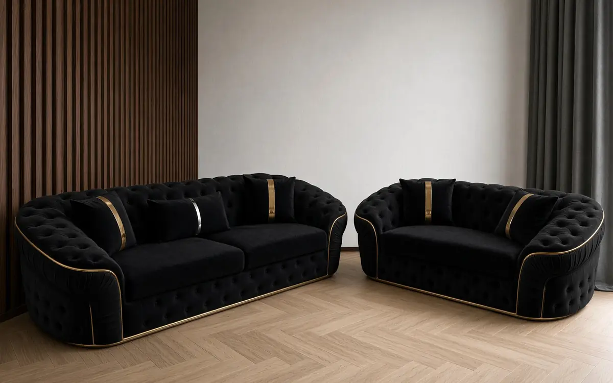Madrid Sofa – 3 + 2 sofa set in Black