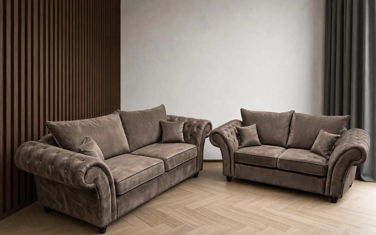 Nicole Sofa – 3 + 2 sofa set in Taupe