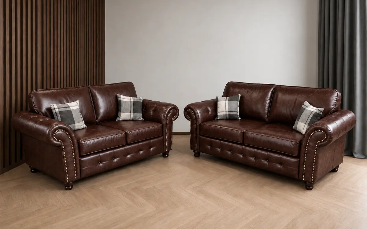 Oakland Leather Sofa – 3 + 2 sofa set in Brown